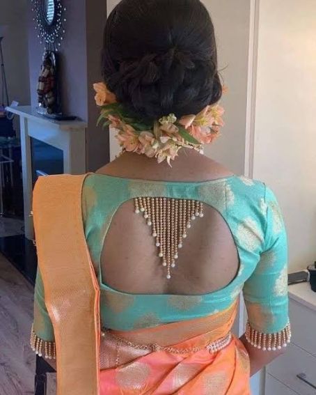 Brocade Silk Saree Blouse Back Neck Design