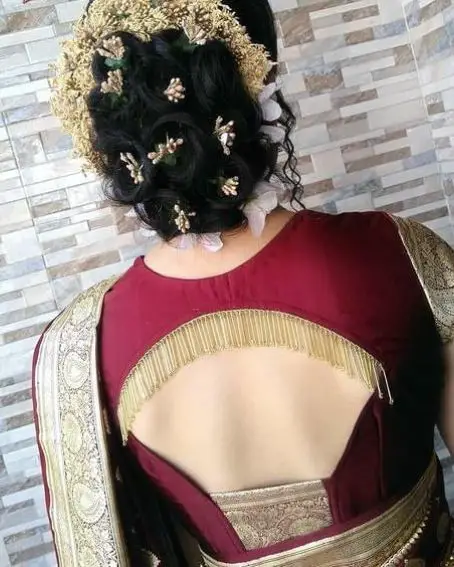 Maroon Color Saree Blouse Back Neck Design With Borders