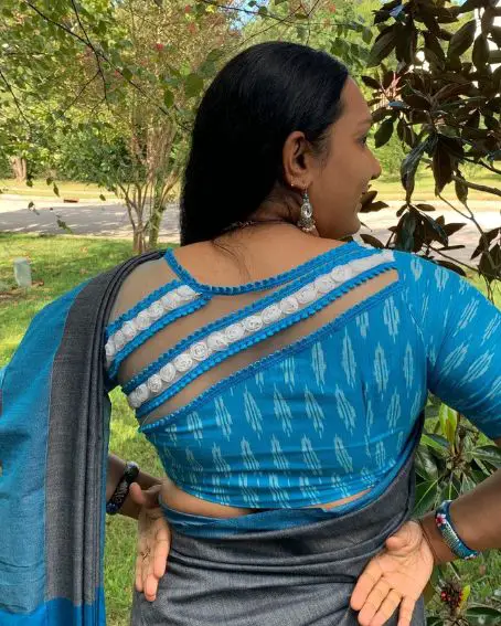 Pochampally Saree Blouse Back Neck Design