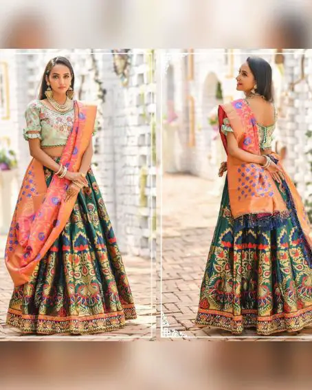 Banarasi Lehenga Blouse Front And Back Design