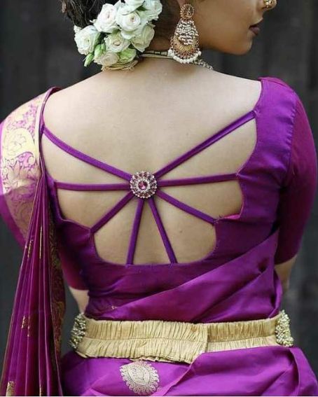 Magenta Silk Saree Blouse With Back Neck Design