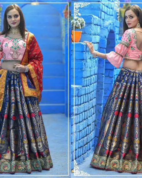 Pink Lehenga Blouse Front And Back Neck Design