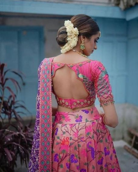Beautiful Half Saree Blouse Design For Bride
