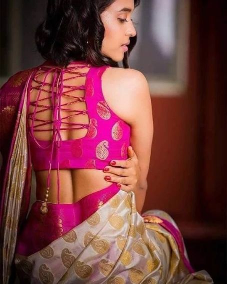 Pink Pattu Silk Saree Blouse Back Neck Design