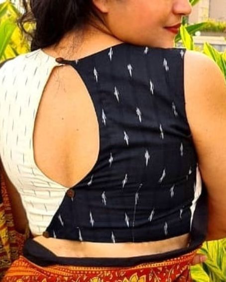 Back Neck Design For Pochampally Saree Blouse