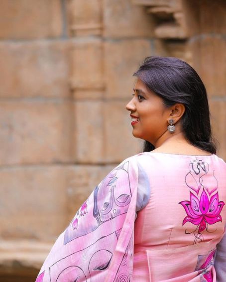 Lotus Floral Hand-painted Blouse Design
