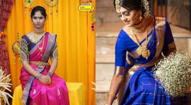 Blue Colour Pattu Blouse Designs