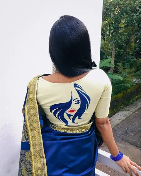 Yellow Kota Tissue Hand-painted Blouse Design