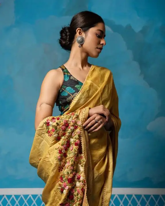 Pure Tussar Hand-painted Blouse Design