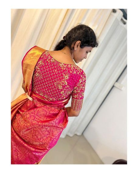 Pink Heavy Aari Work Blouse Design