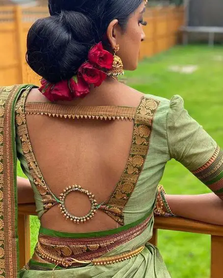 Bangle Kathpadar Saree Back Neck Blouse Design