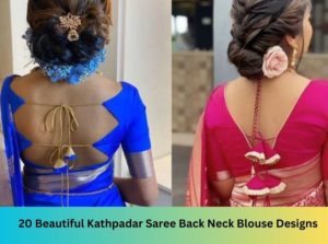Beautiful Kathpadar Saree Back Neck Blouse Designs
