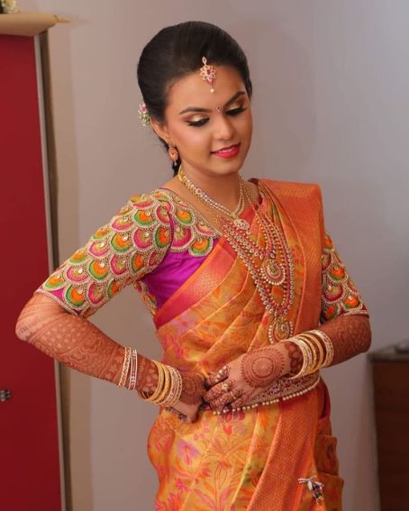 Bridal Pink Maggam Work Blouse Design