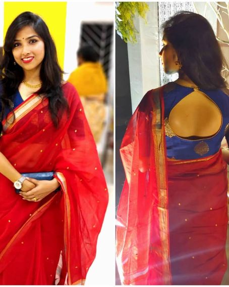 Chanderi Silk Saree Blouse Design Front And Back