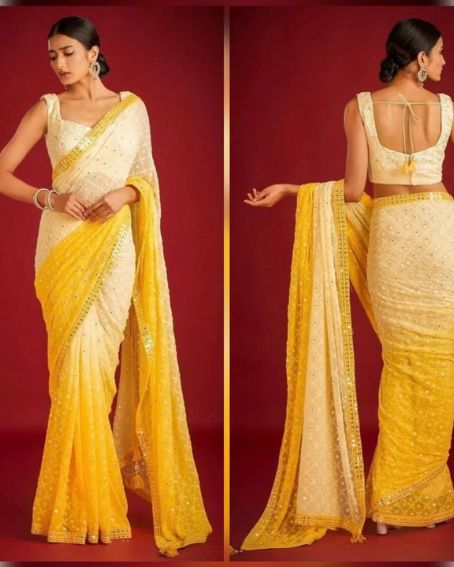 Georgette Silk Saree Blouse Design Front And Back