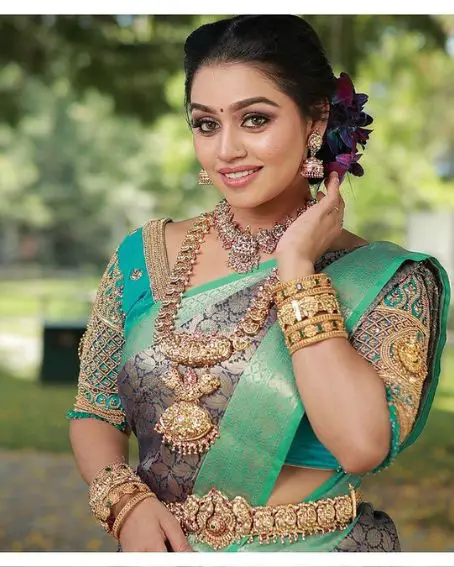 Green Pattu Blouse Aariwork Hand Blouse Design