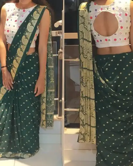 Green Saree Blouse Design Front And Back