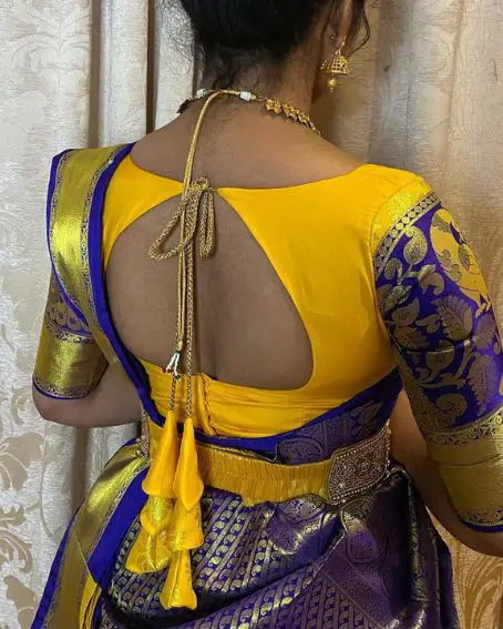 Half Saree Pot Neck Design For Blouse