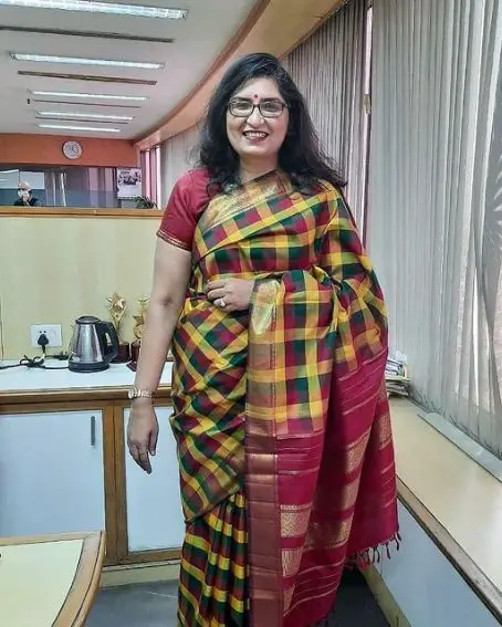 Kanjeevaram Multicolored Checked Saree Blouse Design