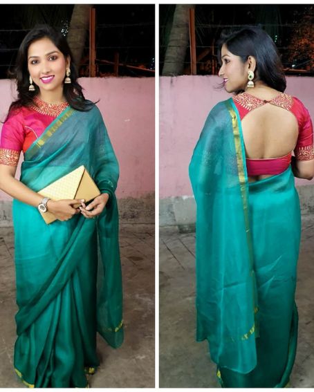 Kota Silk Saree Blouse Design Front And Back