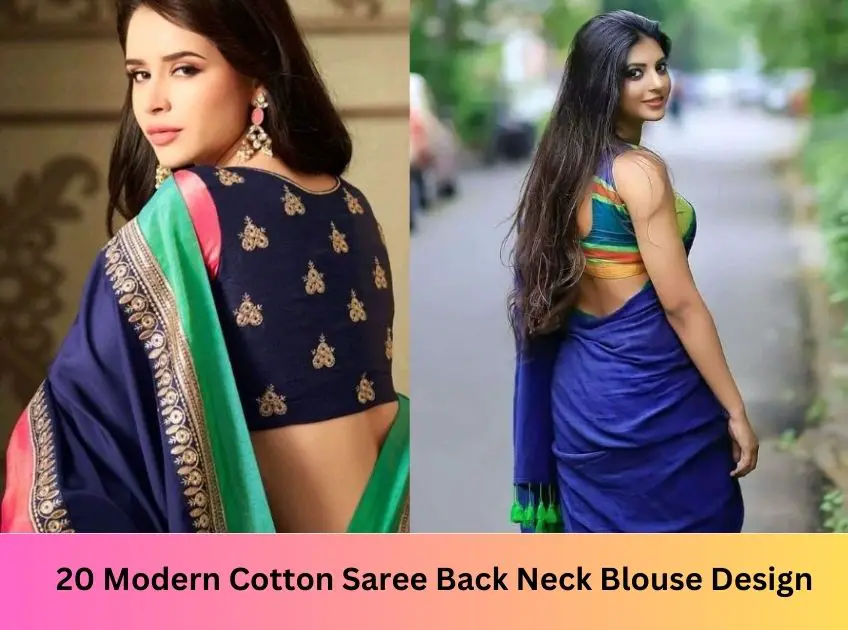 Modern Cotton Saree Back Neck Blouse Design