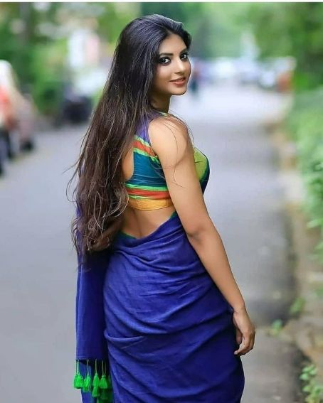 Multi-color Modern Cotton Saree Back Neck Blouse Design