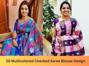 20 Multicolored Checked Saree Blouse Design