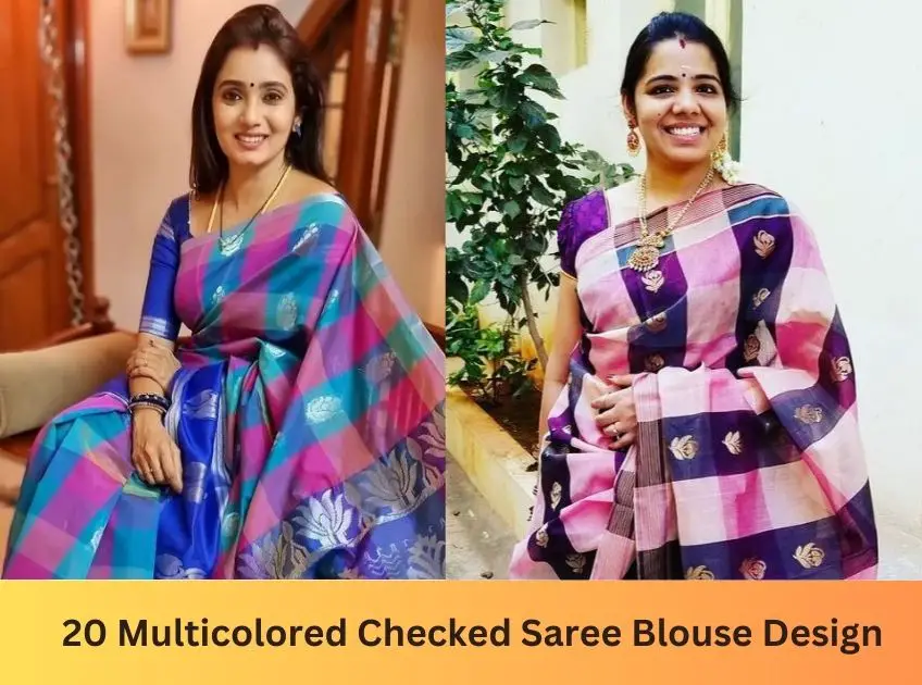 Multicolored Checked Saree Blouse Design