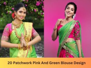 Patchwork Pink And Green Blouse Design