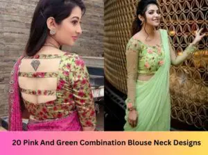 Pink And Green Combination Blouse Neck Designs