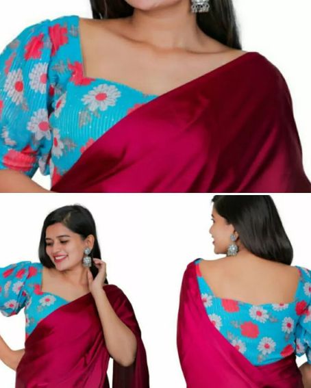 Satin Saree Blouse Design Front And Back