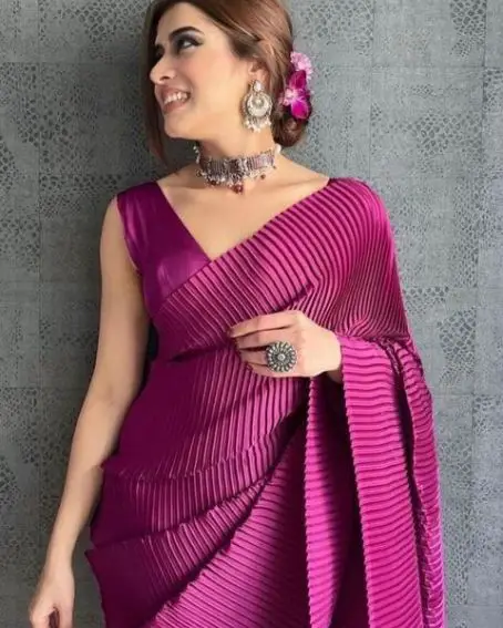 Shiny Pink Sleeveless For Plain Satin Saree Blouse Designs