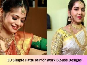 Simple Pattu Mirror Work Blouse Designs