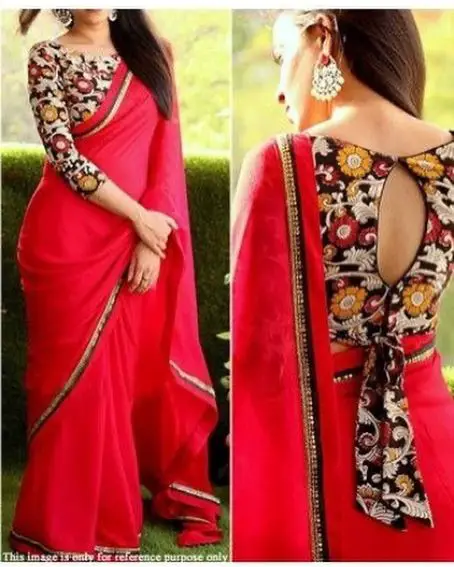 Small Border Saree Blouse Design Front And Back