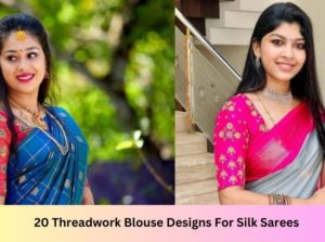 Threadwork Blouse Designs For Silk Sarees