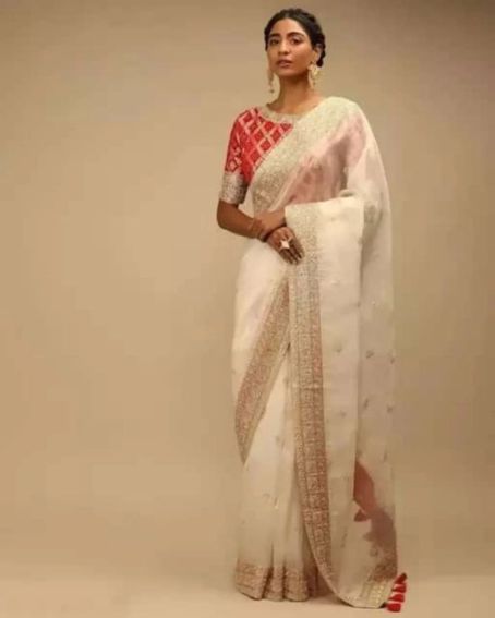 Threadwork Blouse Designs For Silk Sarees With Sequence