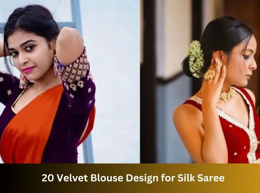 Velvet Blouse Design for Silk Saree