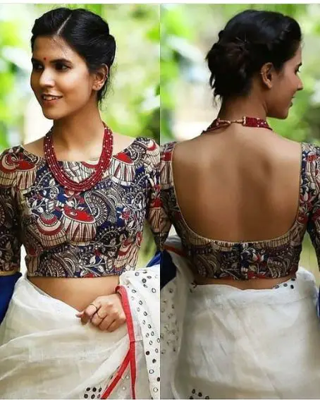 White Saree Blouse Design Front And Back