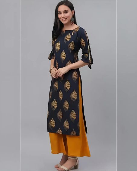 Amazing Kurti with Boat Neck Design Along with a Side Slit Open