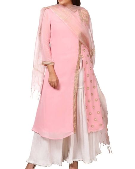 Amazing Pink Kurti with Side Cut Design