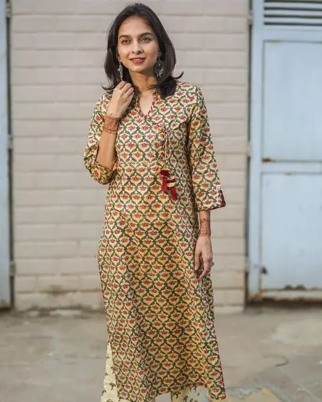 Angrakha Style 3/4th Sleeve Kurti with Plazo