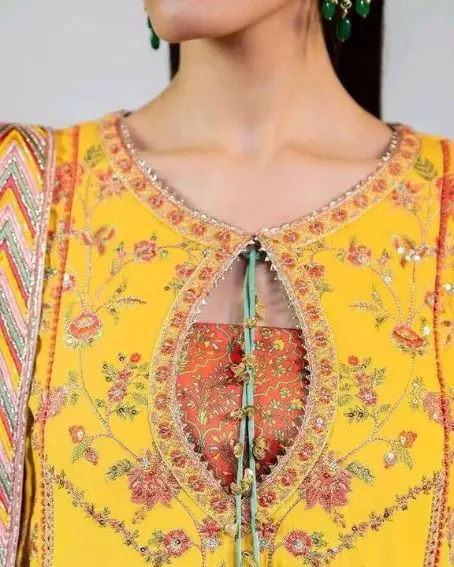 Astonishing Kurti Front Design with a Keyhole and Dori Attached