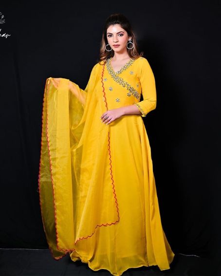 Astonishing Yellow Long Kurti with Dupatta