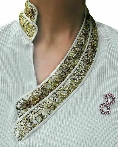 Asymmetric Jewel Side Run Collar Neck Design for Kurti