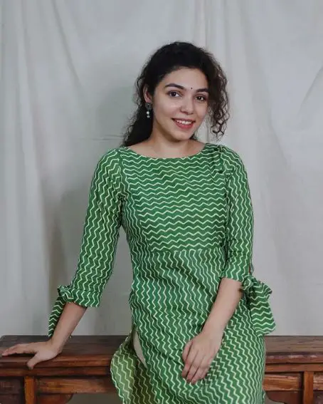 Asymmetrical Yoke with Self-Print Kurti