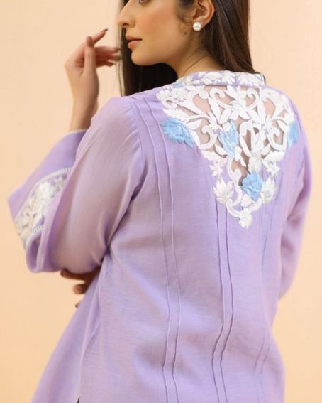 Beautiful Lace Covered Back Neck Design for Kurti