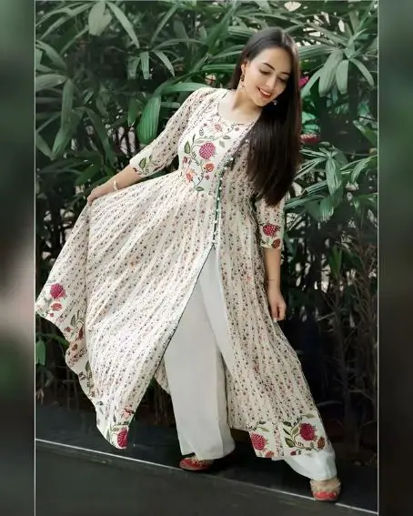 Beautiful Long Kurti with Side Cut and Palazzo