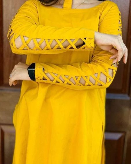 Beautiful Yellow Kurti with Full-Length Cut Sleeves