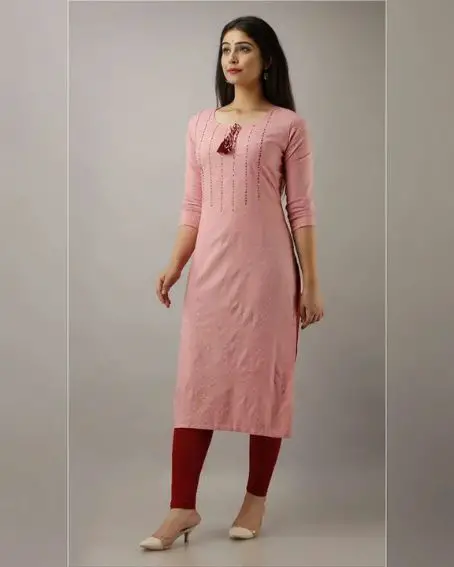 Boat Neck Short ¾Th Sleeve Kurti