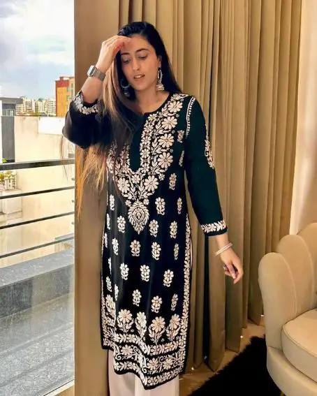Chikanri Heavy Embroidery Work Kurti